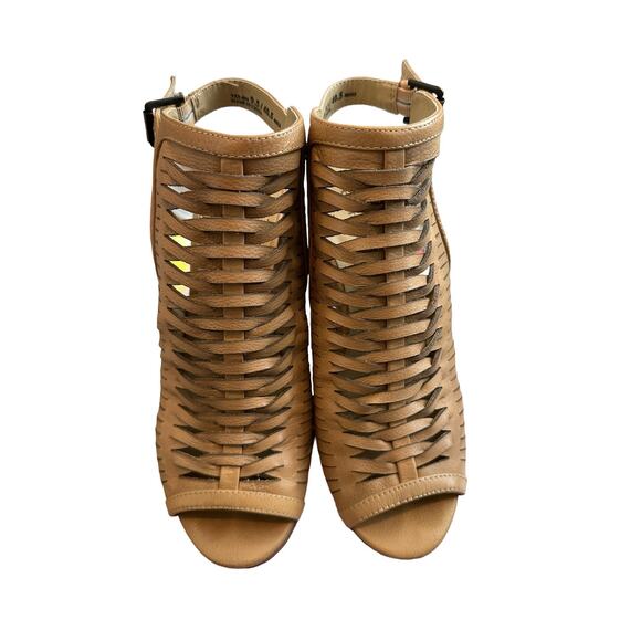 Chinese Laundry Women's 9.5 Brown Leather Woven Peep Toe Sandals - Picture 8 of 12